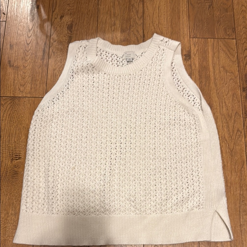 Chic Off White Knit Sweater Tank A New Day size large